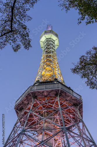 Observation tower of Prague at dusk, Vertical