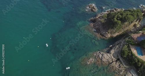 drone flying over a beautiful beach