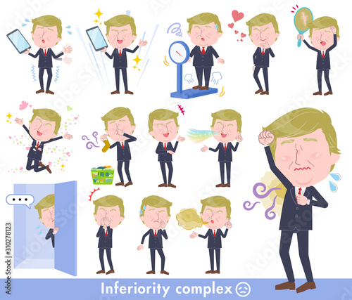 no face Blond hair suit man_complex