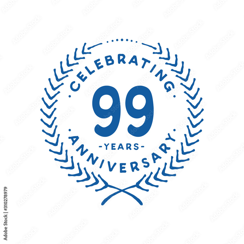 Naklejka premium 99 years design template. 99th logo. Vector and illustration.