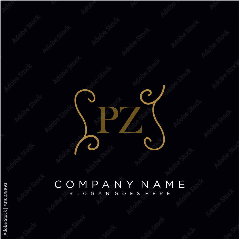 Initial letter PZ logo luxury vector mark, gold color elegant classical Initial letter PZ logo luxury vector mark, gold color elegant classical