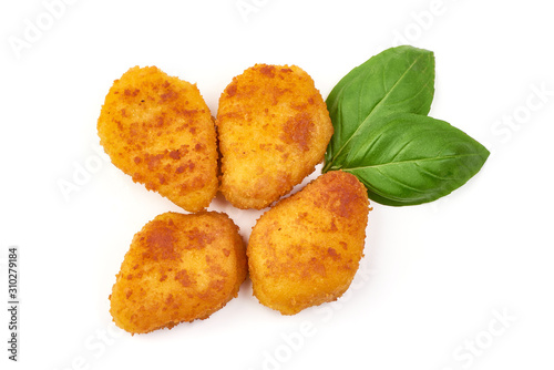 American fast food. Fried Chicken nuggets, isolated on white background