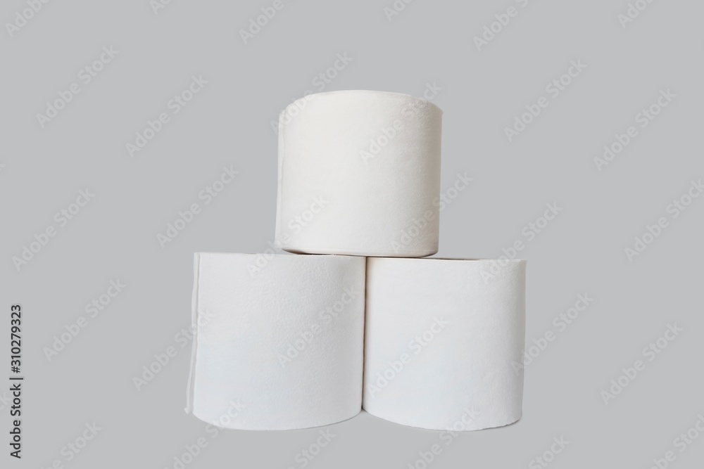 Stacks of rolls of toilet paper on white background Stacks of rolls of toilet paper on white background