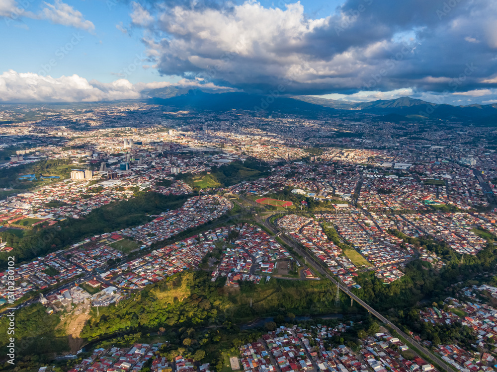 Beautiful aerial view of San Jose City in Costa Rica 