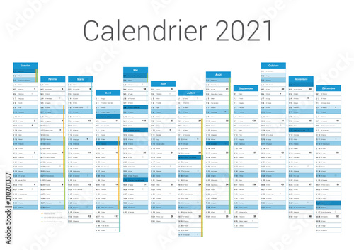 Format A3 - Calendrier 2021 pour entreprise avec logo sur 12 mois multicaque - modifiable - texte arial