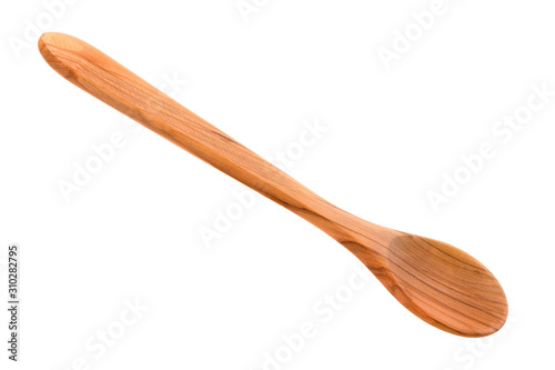 Wooden spoon isolated on a white background with clipping path