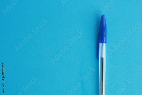 Saragossa Spain. September 18, 2018, Bic Cristal branded blue pen photo