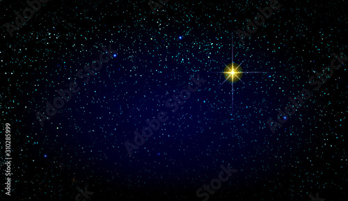 Merry Christmas background with colorful stars. Abstract sky background. photo
