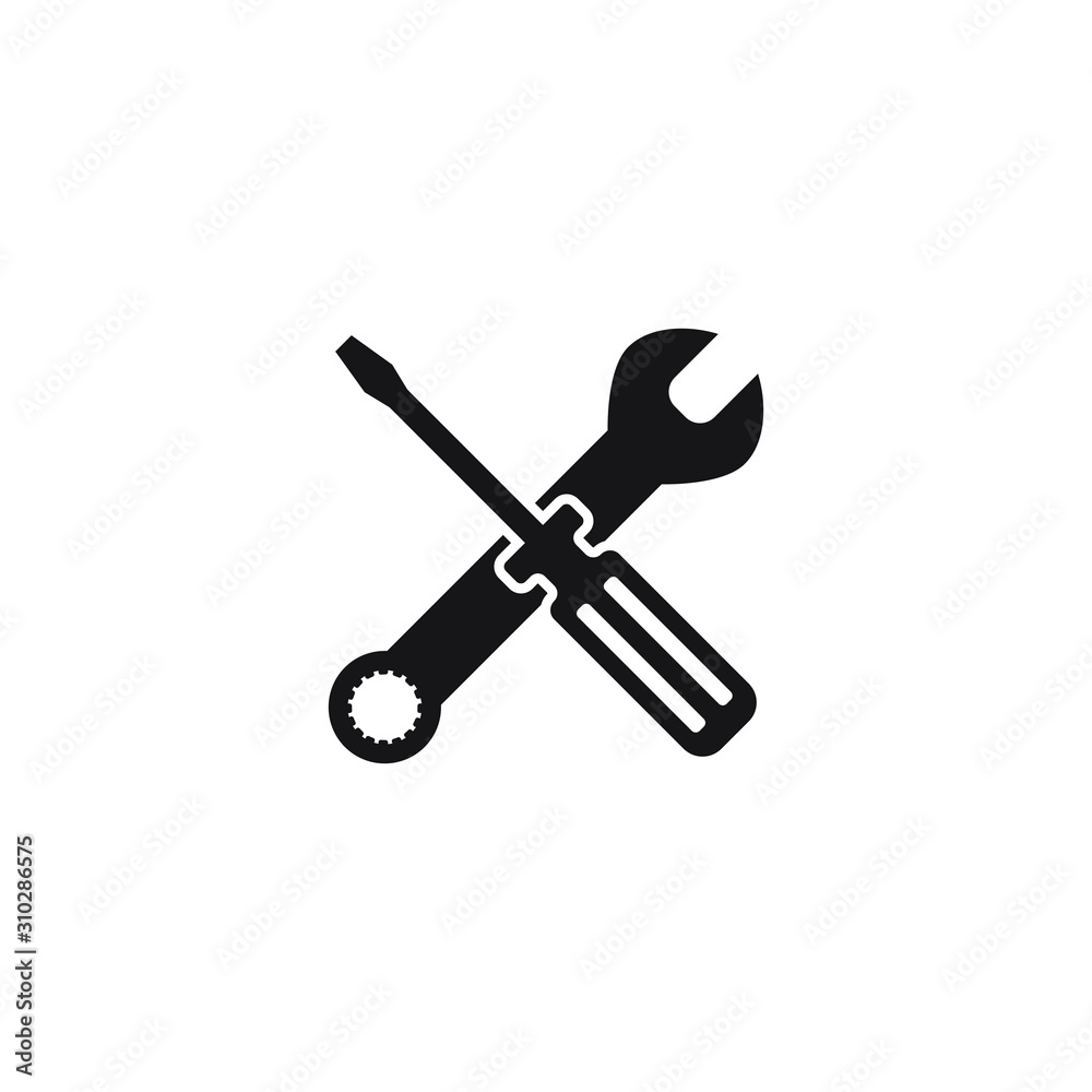 Screwdriver and wrench icon design. Maintenance symbol isolated on white background. Vector illustration Screwdriver and wrench icon design. Maintenance symbol isolated on white background. Vector illustration