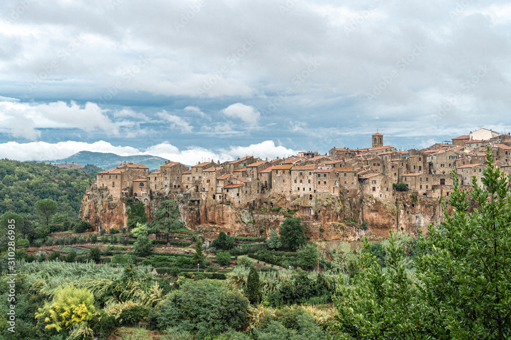 Beautiful view of Pitigliano, picturesque mediaeval town in Tuscany, Italy