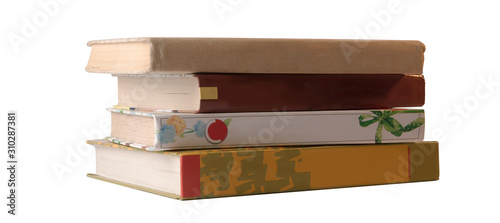 stack of books on white background isolate