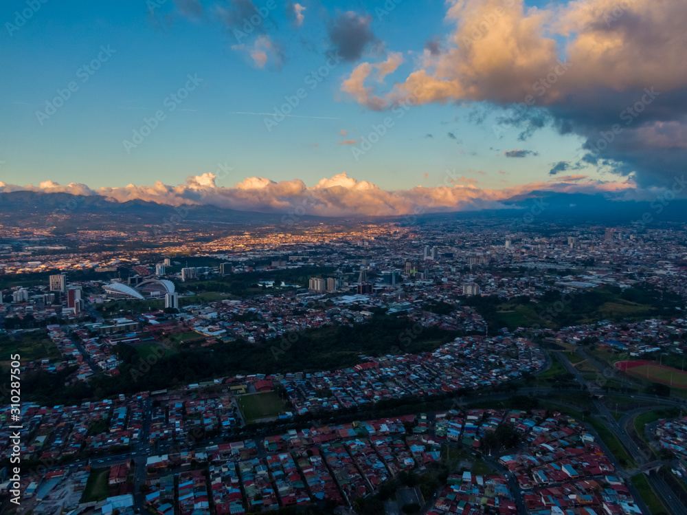 Obraz premium Beautiful aerial view of San Jose City in Costa Rica 