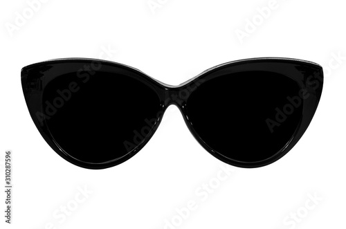 Black women sunglasses close up isolated on white background Glasses front view.