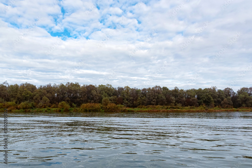 Landscape view of bank of calm river Don in Russia in autumn Landscape view of bank of calm river Don in Russia in autumn