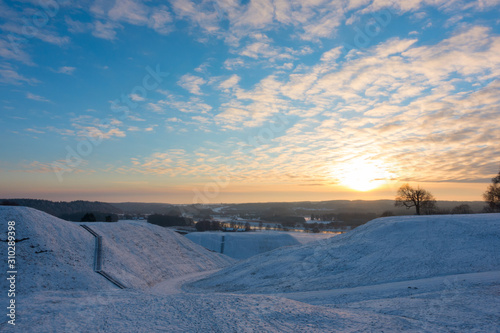 Winter landscape and sunset © Aleksas Kvedoras