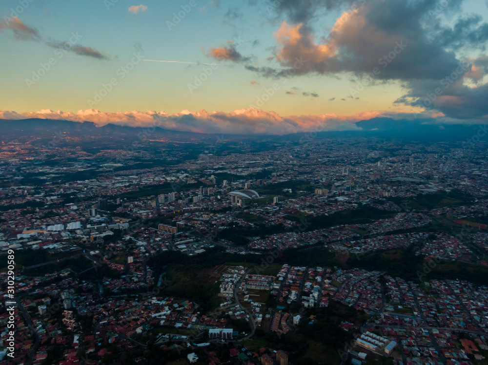 Beautiful aerial view of San Jose City in Costa Rica 