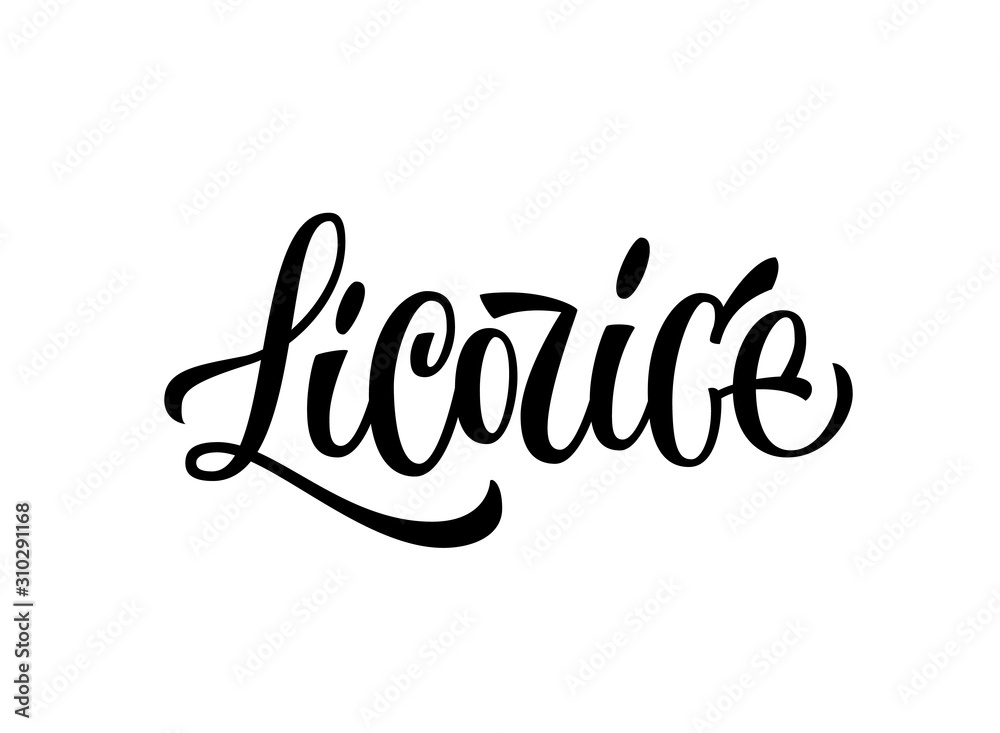 Vector hand drawn calligraphy style lettering word - Licorice. Vector hand drawn calligraphy style lettering word - Licorice.