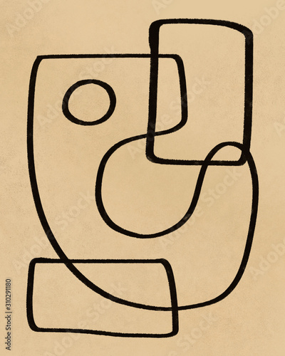 abstract organic chalk line art painting