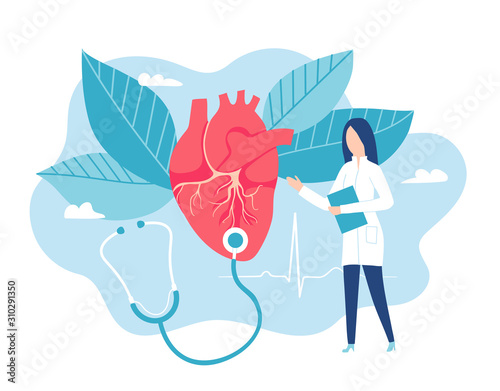 Cardiologist listens to a heartbeat. Healthy heart. Cardiology photo