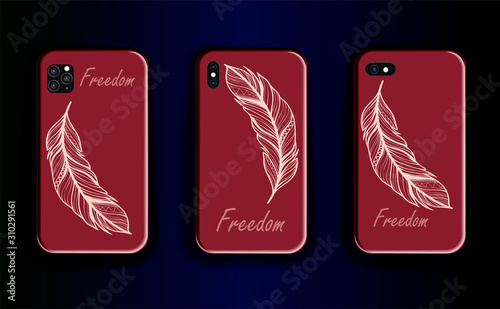 Vector set of mock up cases for smartphone. Stylish trending cover design - m...