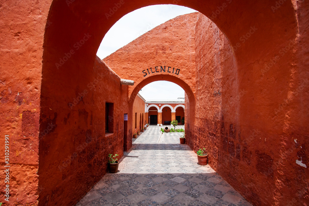 The arches at the Monastery of Saint Catalina in Arequipa, Peru