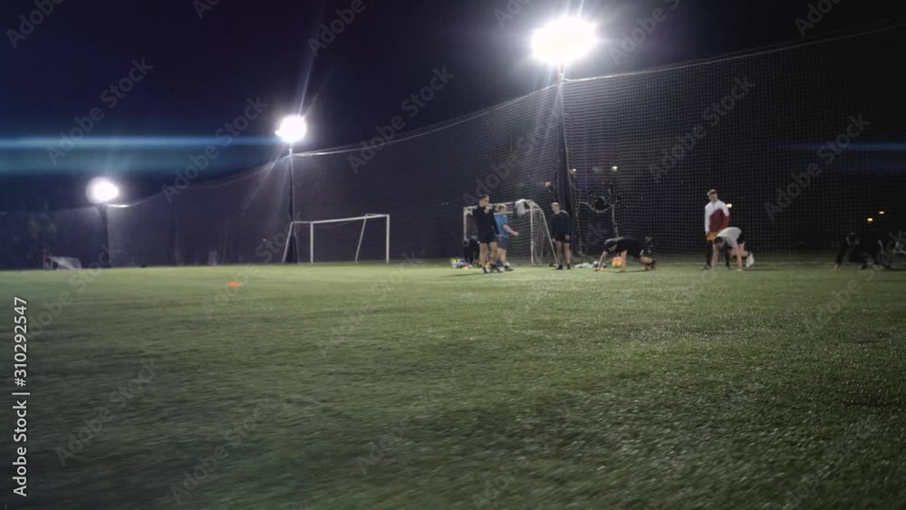 Soccer football players during the team training before the match