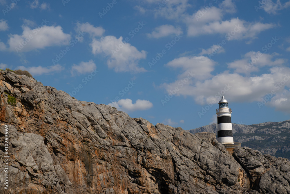 lighthouse at the entrance of the port Soller, Majorca