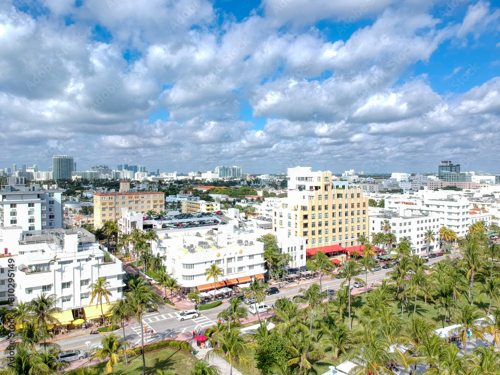 Aerial View of South Beach with Downtown Miami in the Background Aerial View of South Beach with Downtown Miami in the Background
