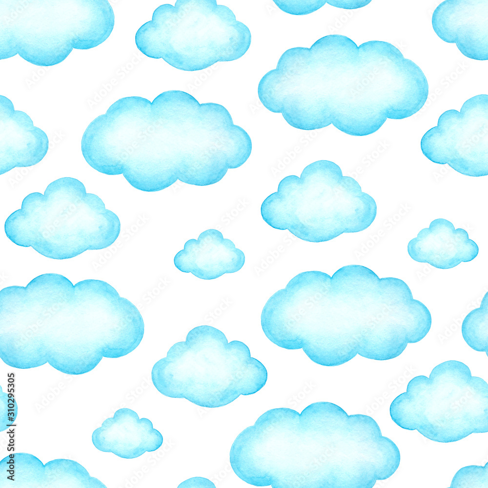 Clouds watercolor seamless pattern 1