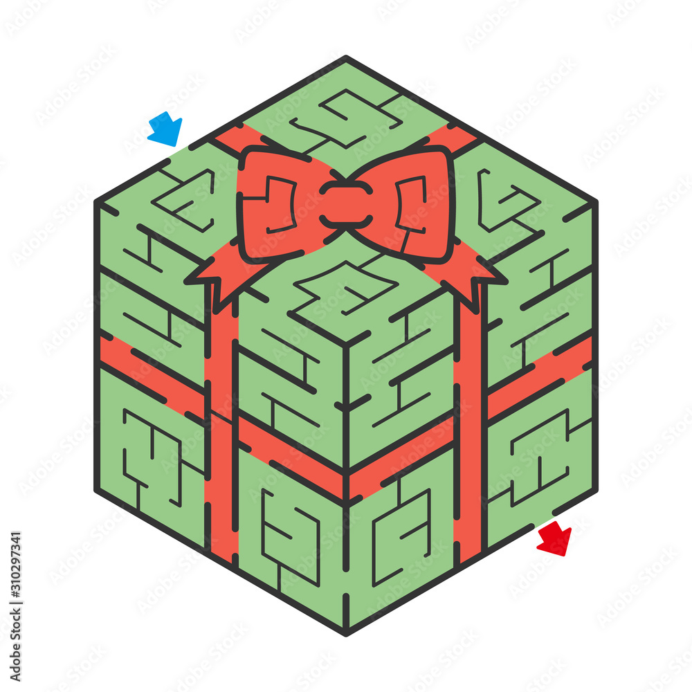 ギフトボックス クリスマス 誕生日 プレゼント ボックス 迷路 アイソメトリック パズル 迷宮 ゲーム イラスト ベクター 3d かわいい 白バック 白背景 吉川めいろ Stock Vector Adobe Stock