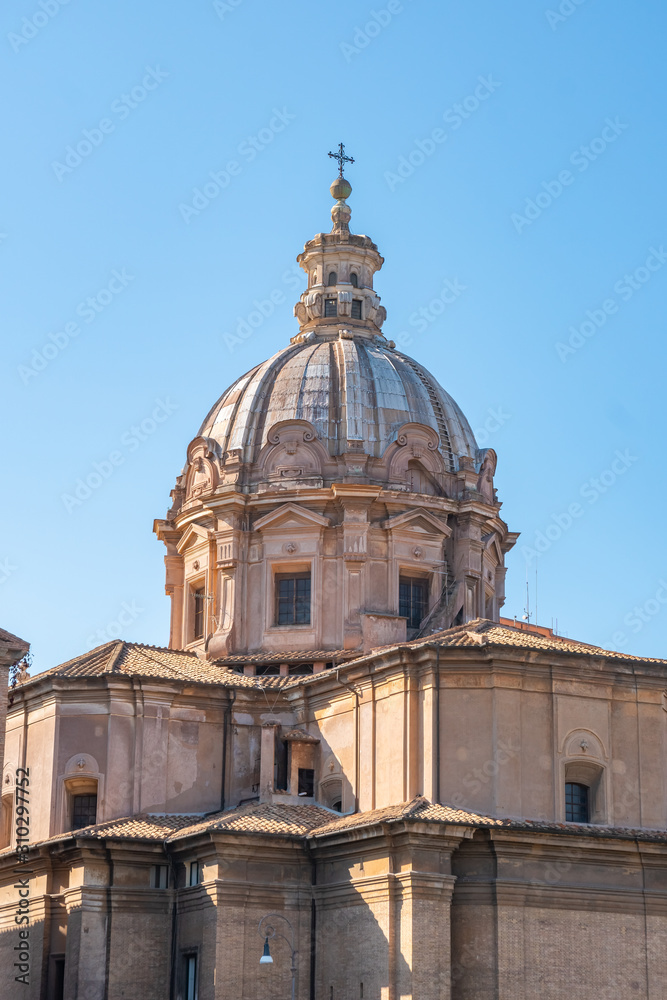 Dome of Santa Maria di Loreto church, 16th-century church in Rome.