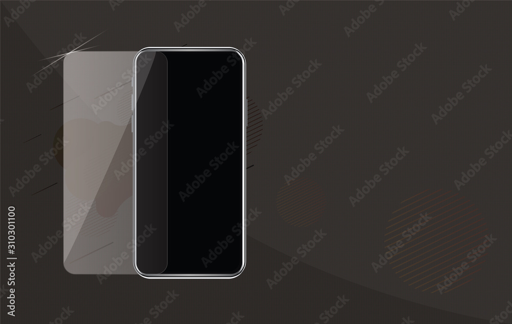 Realistic screen protector. Vector eps10 realistic smartphone template. Phone frame with empty display. Stock illustration with copy space Realistic screen protector. Vector eps10 realistic smartphone template. Phone frame with empty display. Stock illustration with copy space