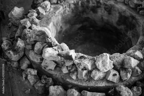 Close up of stone oven , 