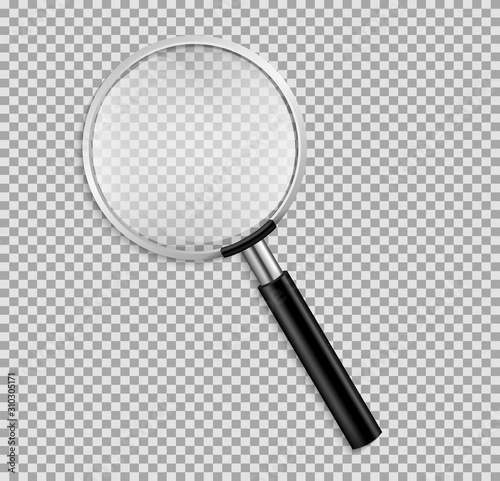 Realistic Magnifying glass vector isolated vector illustration on transparent background