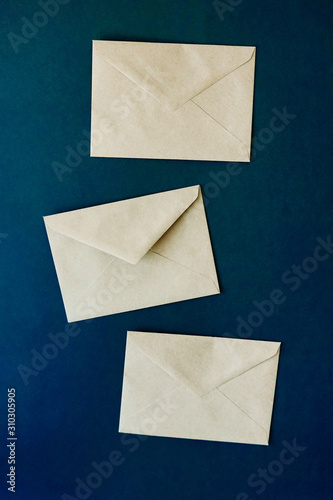 Envelopes for letters on a blue background.