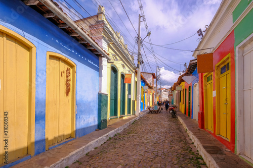 Colorful houses in the historical city of Lencois, Chapada Diamantina, Bahia, Brazil photo