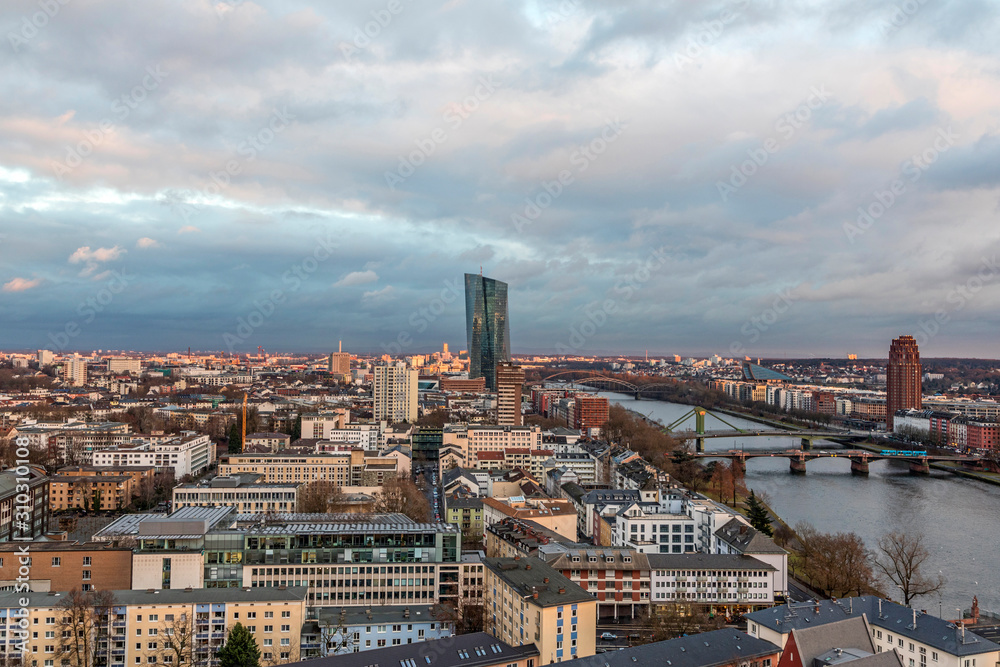 New headquarters of the European Central Bank or ECB. Frankfurt, Skyline