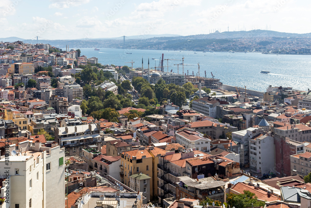 view from Galata Tower to city of Istanbul, Turkey