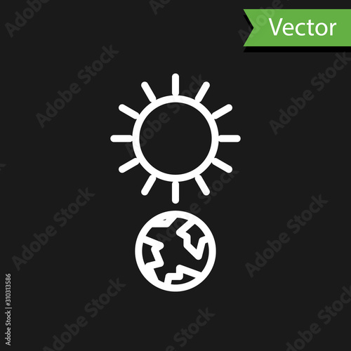 White line Solstice icon isolated on black background. Vector Illustration