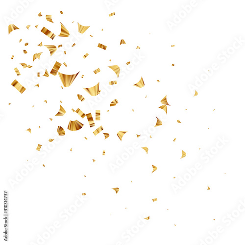 Gold foil confetti isolated on a white background. Festive background. Vector illustration