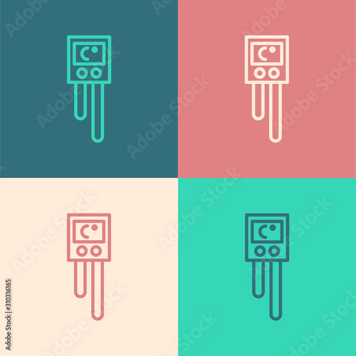 Color line Temperature and humidity sensor icon isolated on color background. Vector Illustration