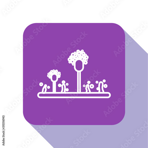 White line Mold icon isolated on white background. Purple square button. Vector Illustration