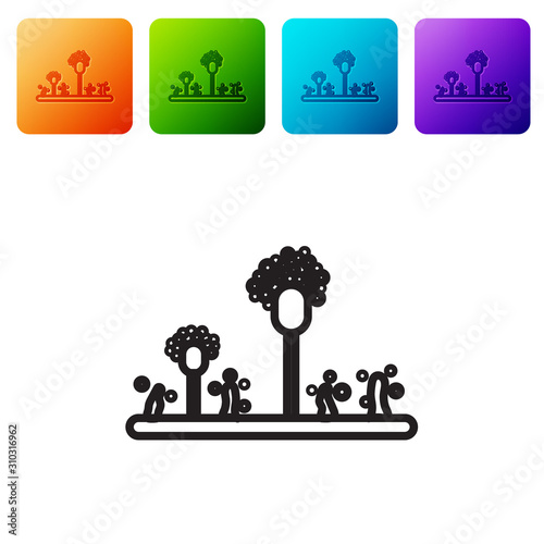 Black line Mold icon isolated on white background. Set icons in color square buttons. Vector Illustration