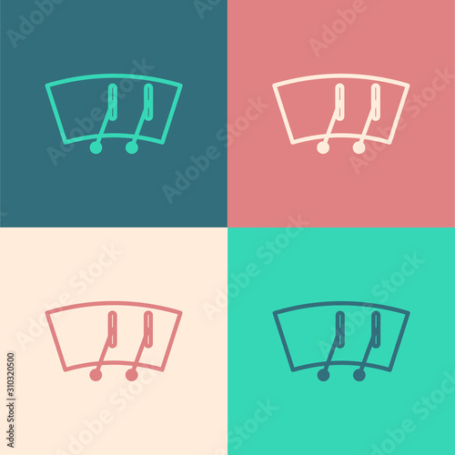 Color line Windscreen wiper icon isolated on color background. Vector Illustration