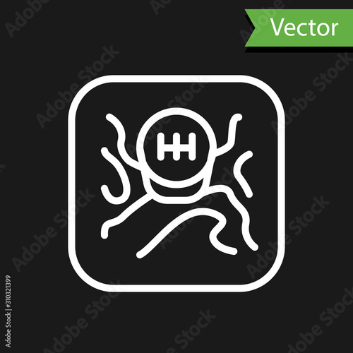White line Gear shifter icon isolated on black background. Transmission icon. Vector Illustration