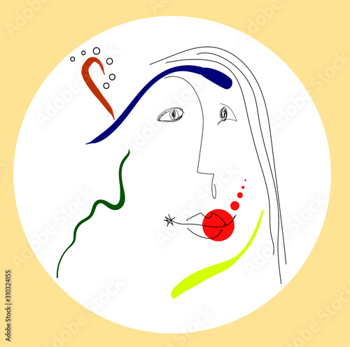 Woman portrait in miro style. Vector 10 eps