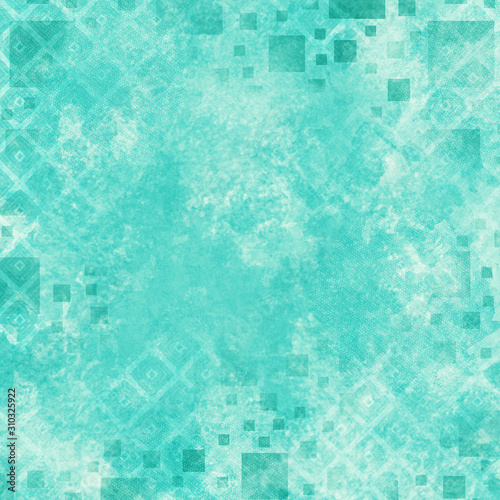 Cloudy Teal Abstract Background Illustration with Squares and Dots