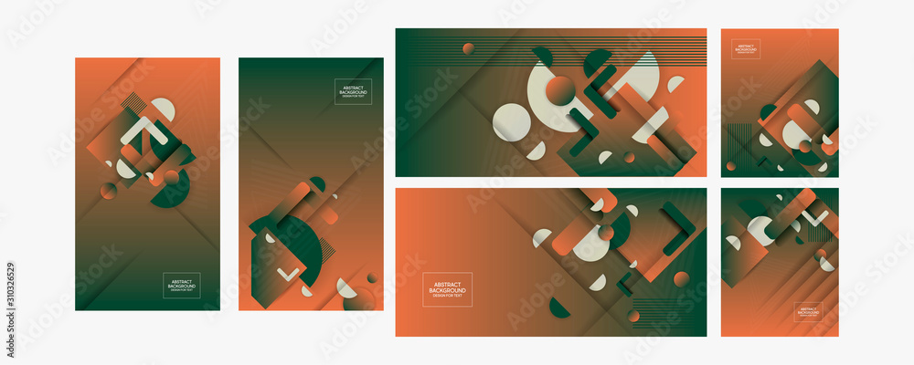Fototapeta premium Set of cards in the style of abstract trend colors. Modern flyer or banner concept