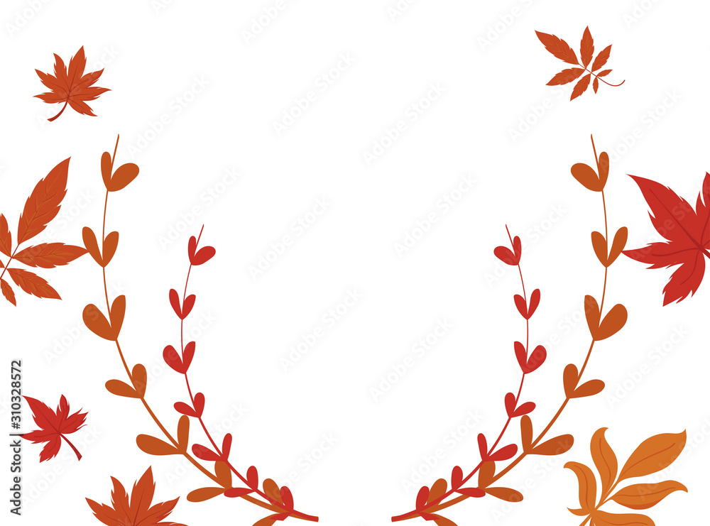 Isolated autumn leaves wreath vector design Isolated autumn leaves wreath vector design