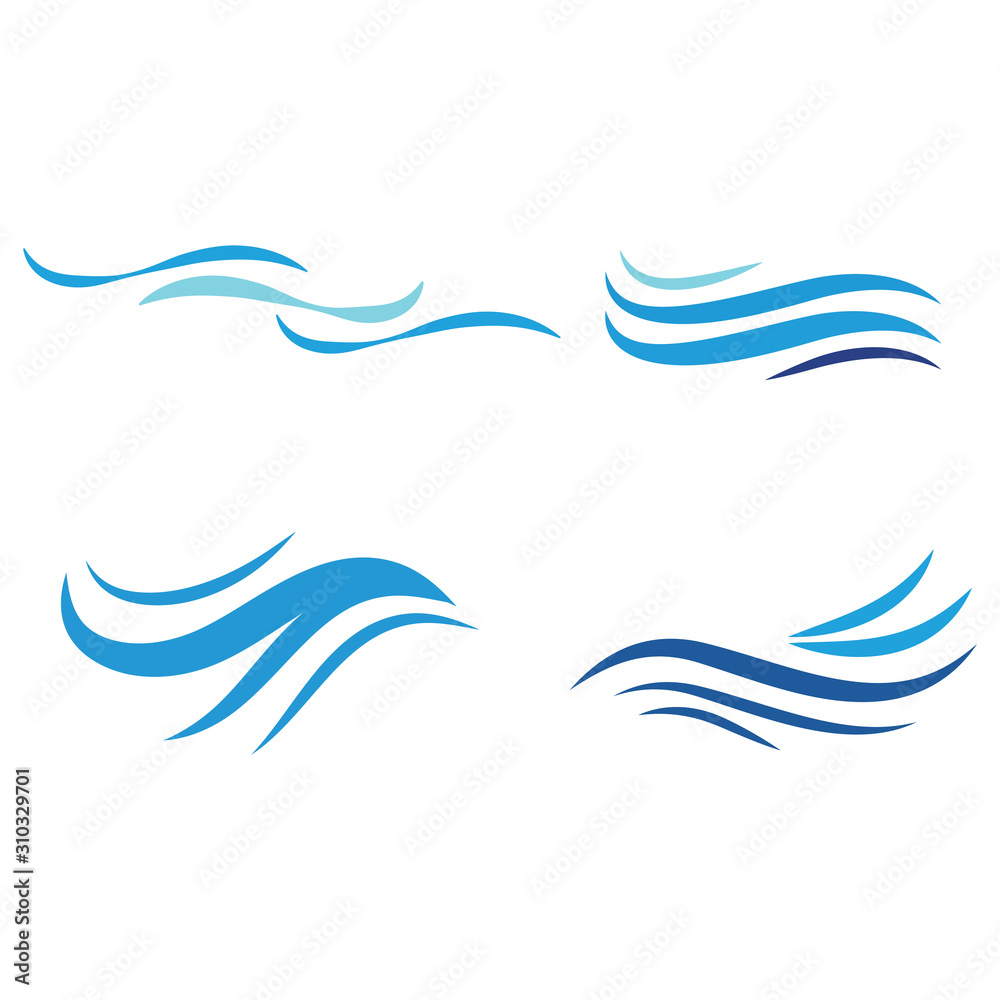 Fototapeta premium Set Waves Logo Template vector symbol